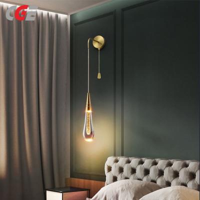 CGE-WL-1445 Creative Crystal Headboard Wall Light Modern Led Bedroom Wall Sconces Simple Corridor Wall Lights 