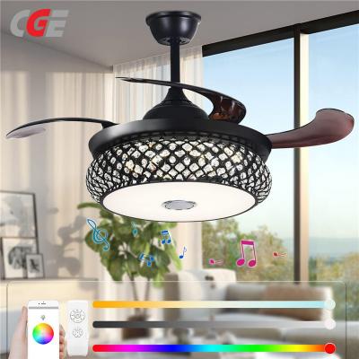 CGE-BFL-401 Bluetooth Smart 6 Speed Invisible Chandelier Ceiling Fans Light with Remote for Bedroom 