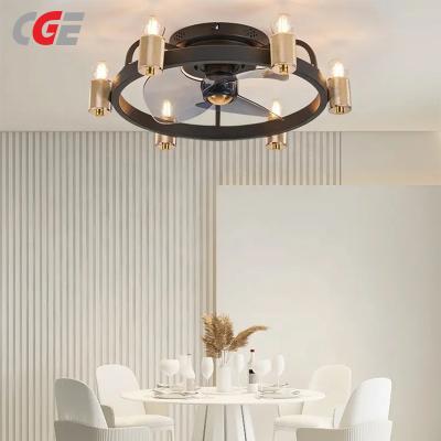 CGE-D1091 Modern Farmhouse Industrial Small Ceiling Fan Flush Mount Ceiling Fan with Light with Remote for Bedroom Kitchen Home